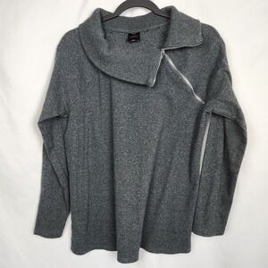 Rafaella Womens Gray TurtleNeck Sweater with Zip Detail Ribbed Size Large‎